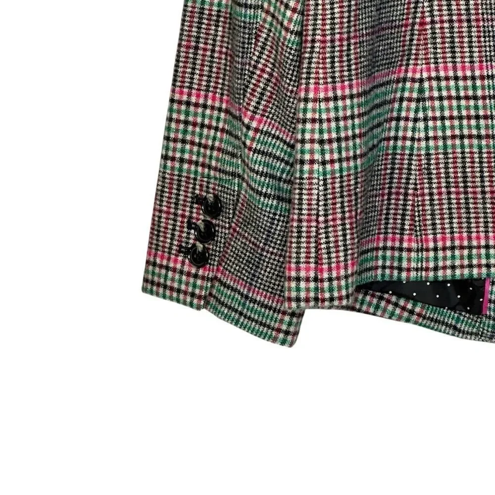Talbots Shetland Aberdeen Tipped Plaid Wool Blend Blazer | Size 14